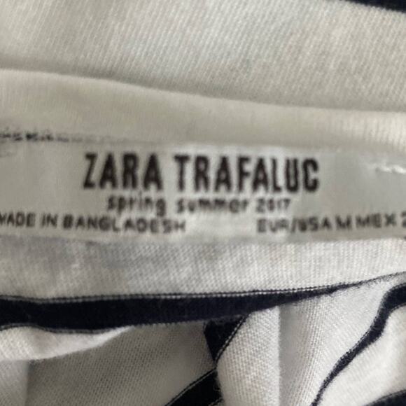 Zara Pencil Striped Tee White w/ Black Stripes size M - Picture 8 of 9